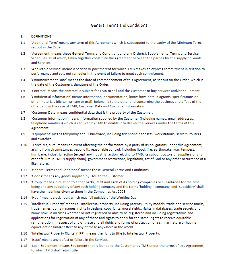 TMB General Terms and Conditions 